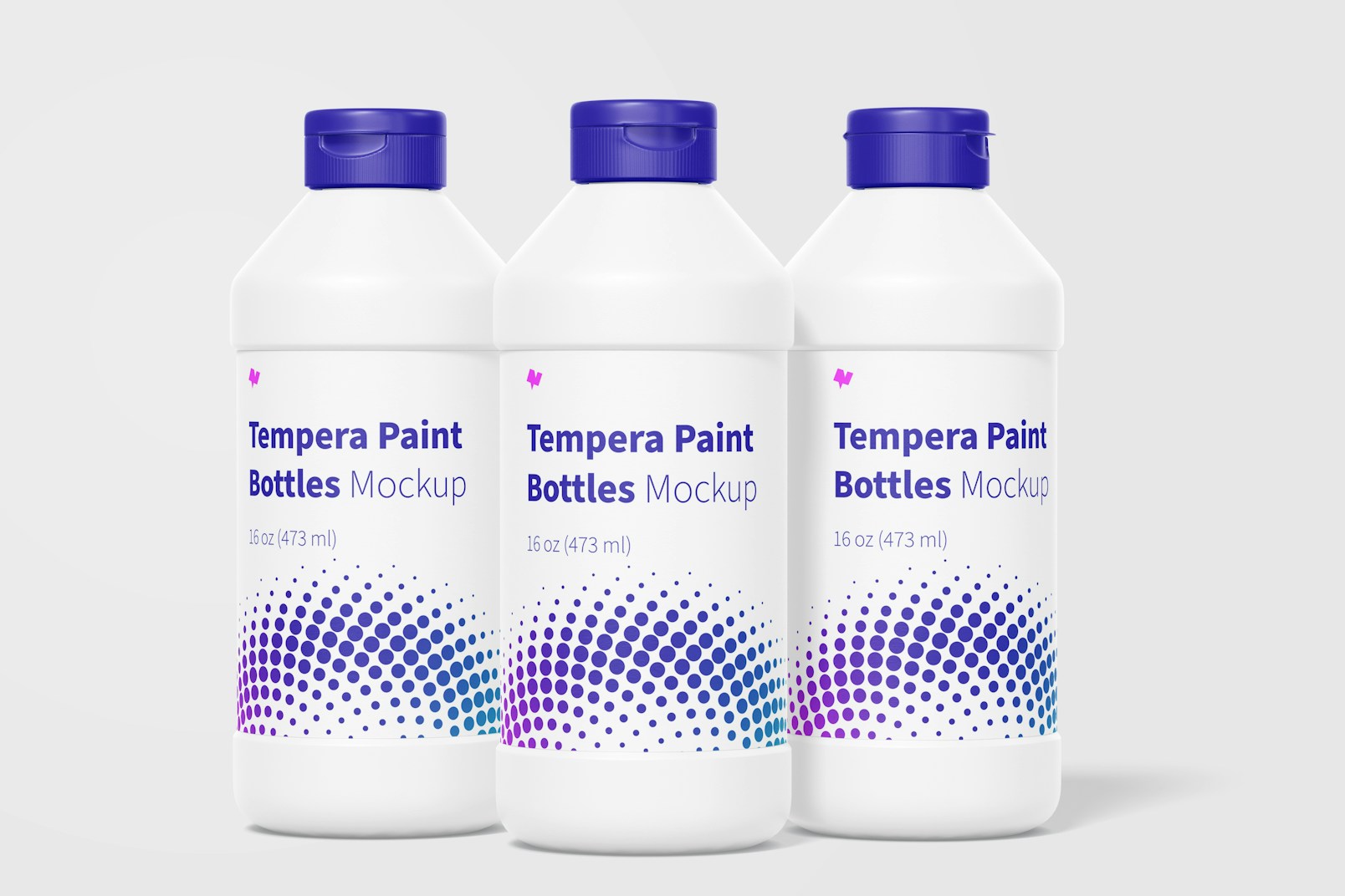 16 oz Tempera Paint Bottles Mockup, Front View