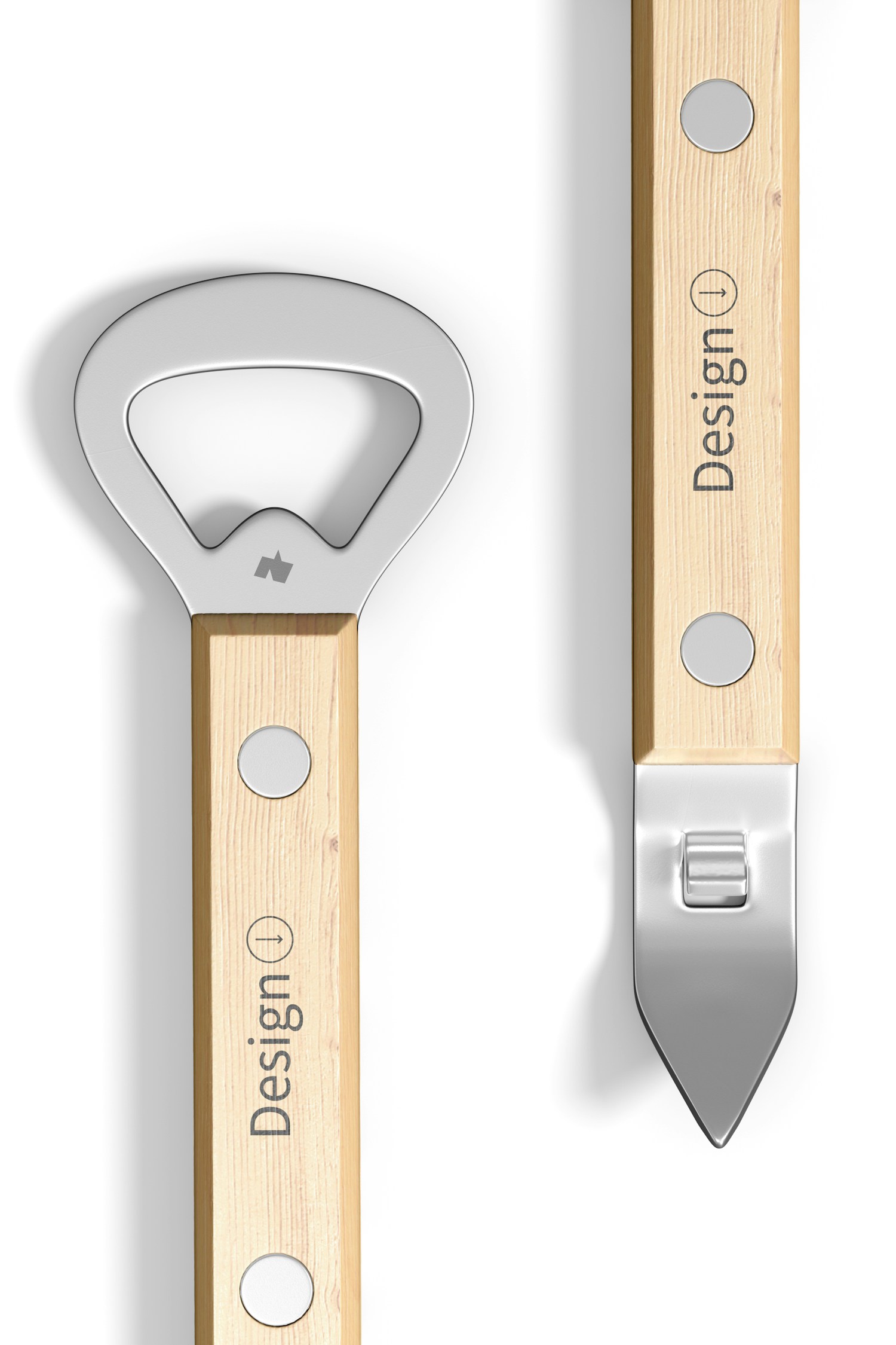 Dual-Sided Bottle Openers Mockup, Close Up