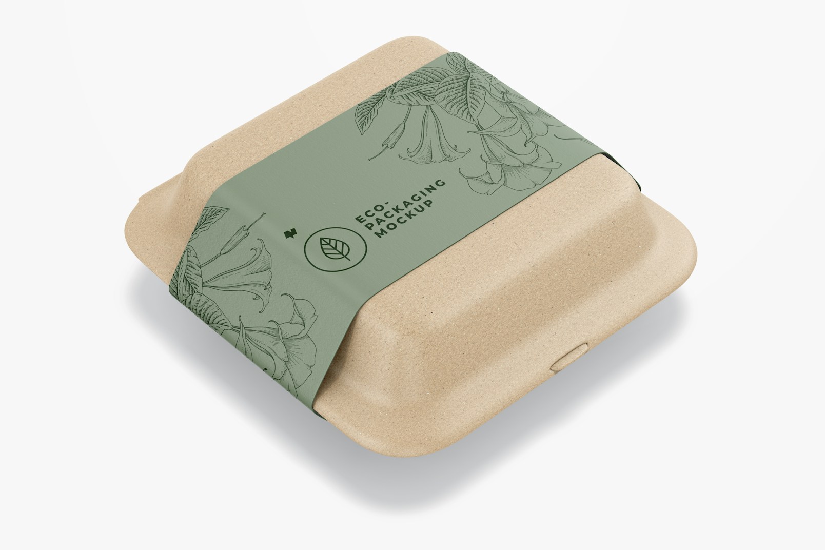 Eco Square Food Container Mockup, Perspective