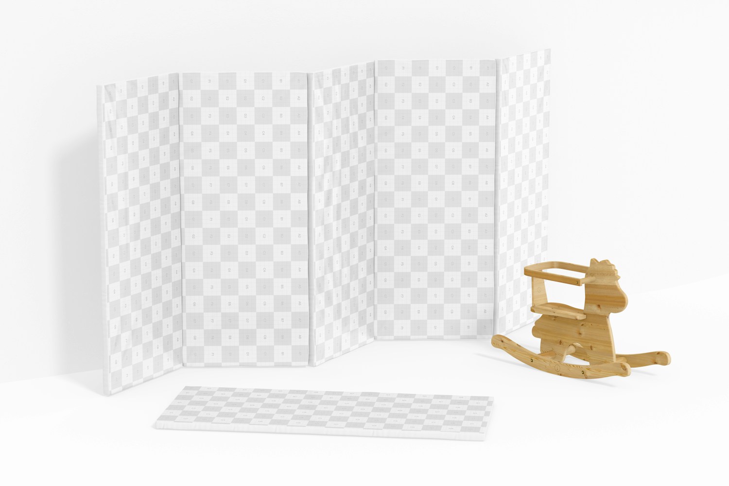 Folding Gym Mat with Toy Mockup