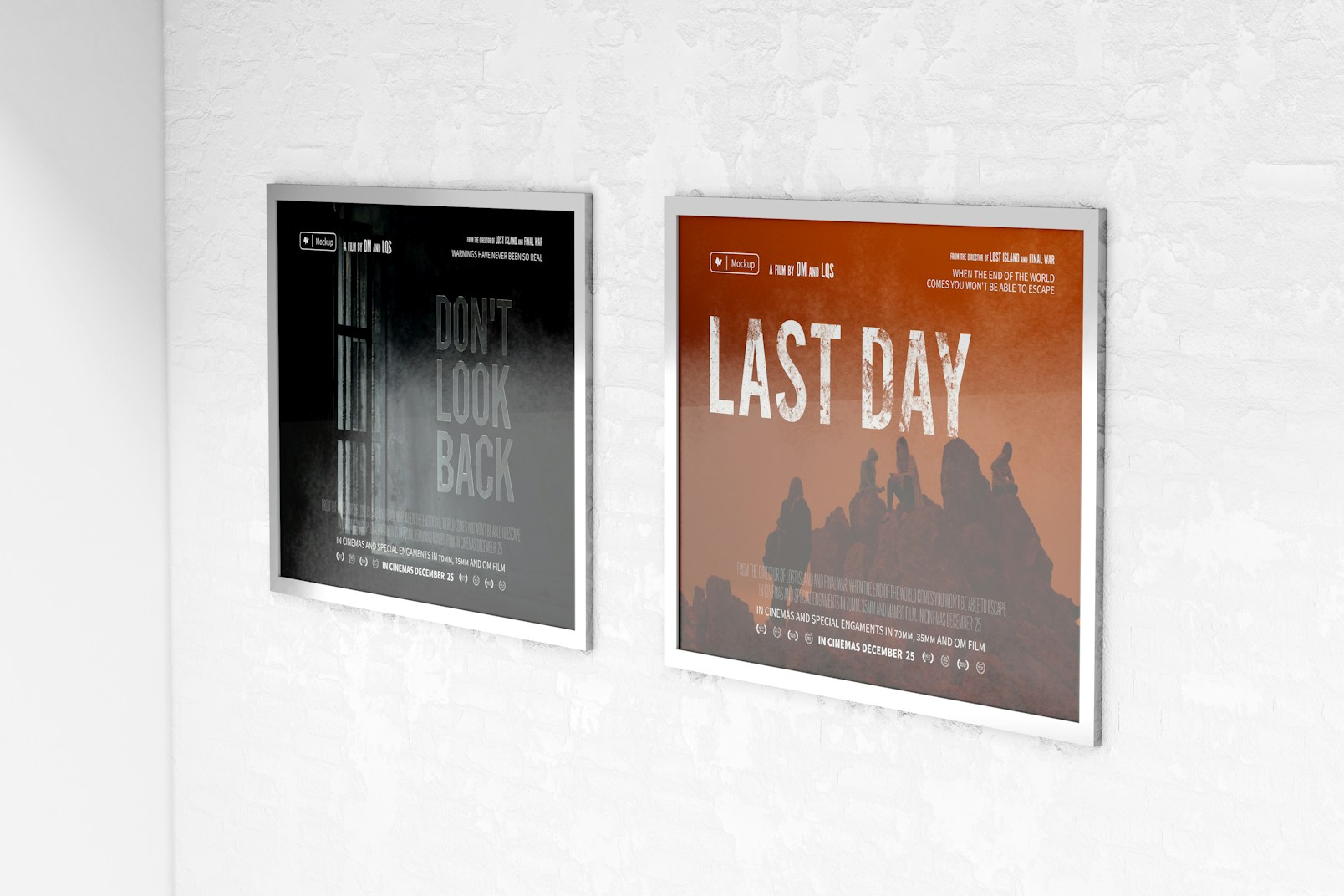 British Quad Movie Posters Mockup, Perspective View