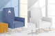 Square Rocking Chair Mockup, with Pouf