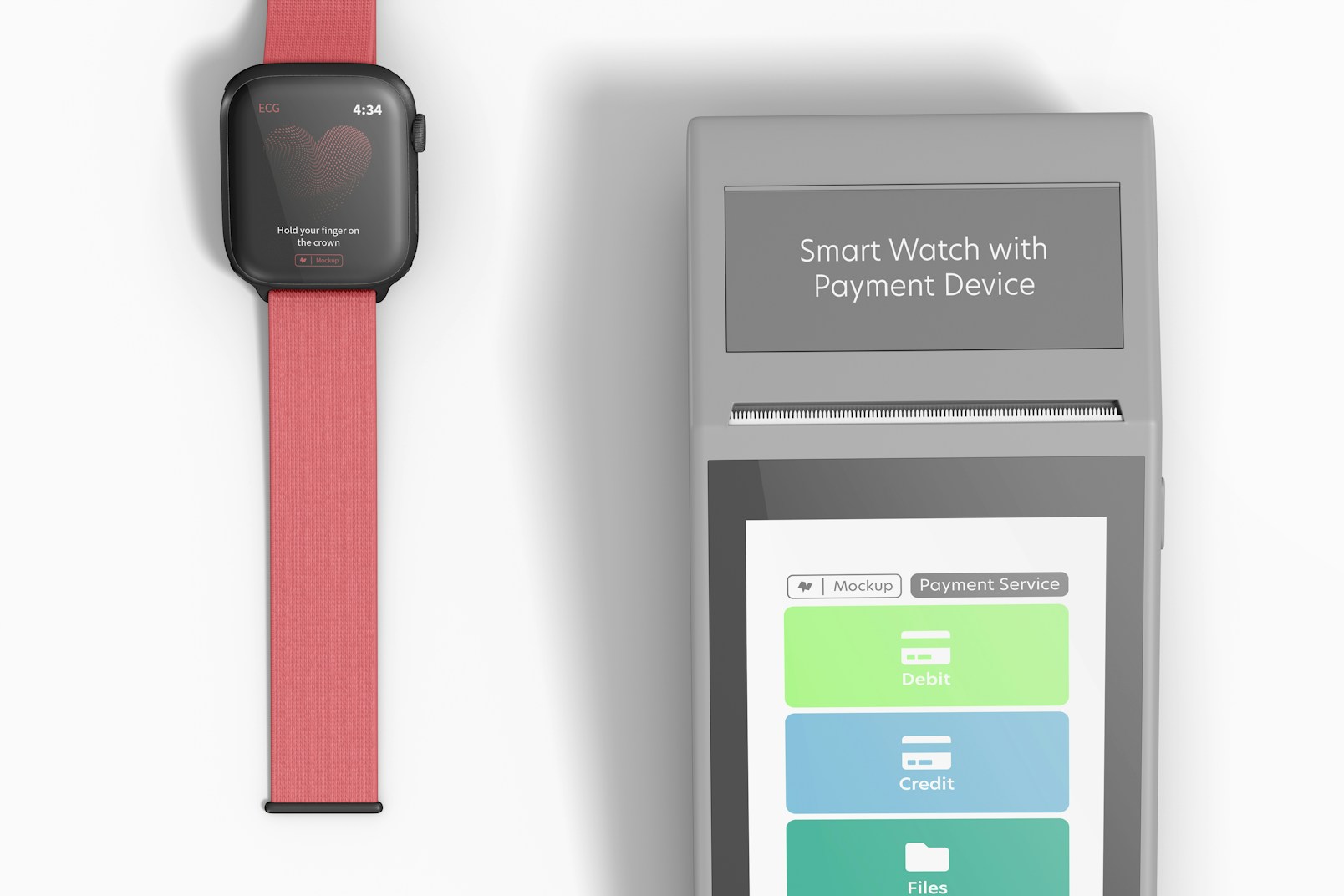 Smartwatch with Payment Device Mockup 02