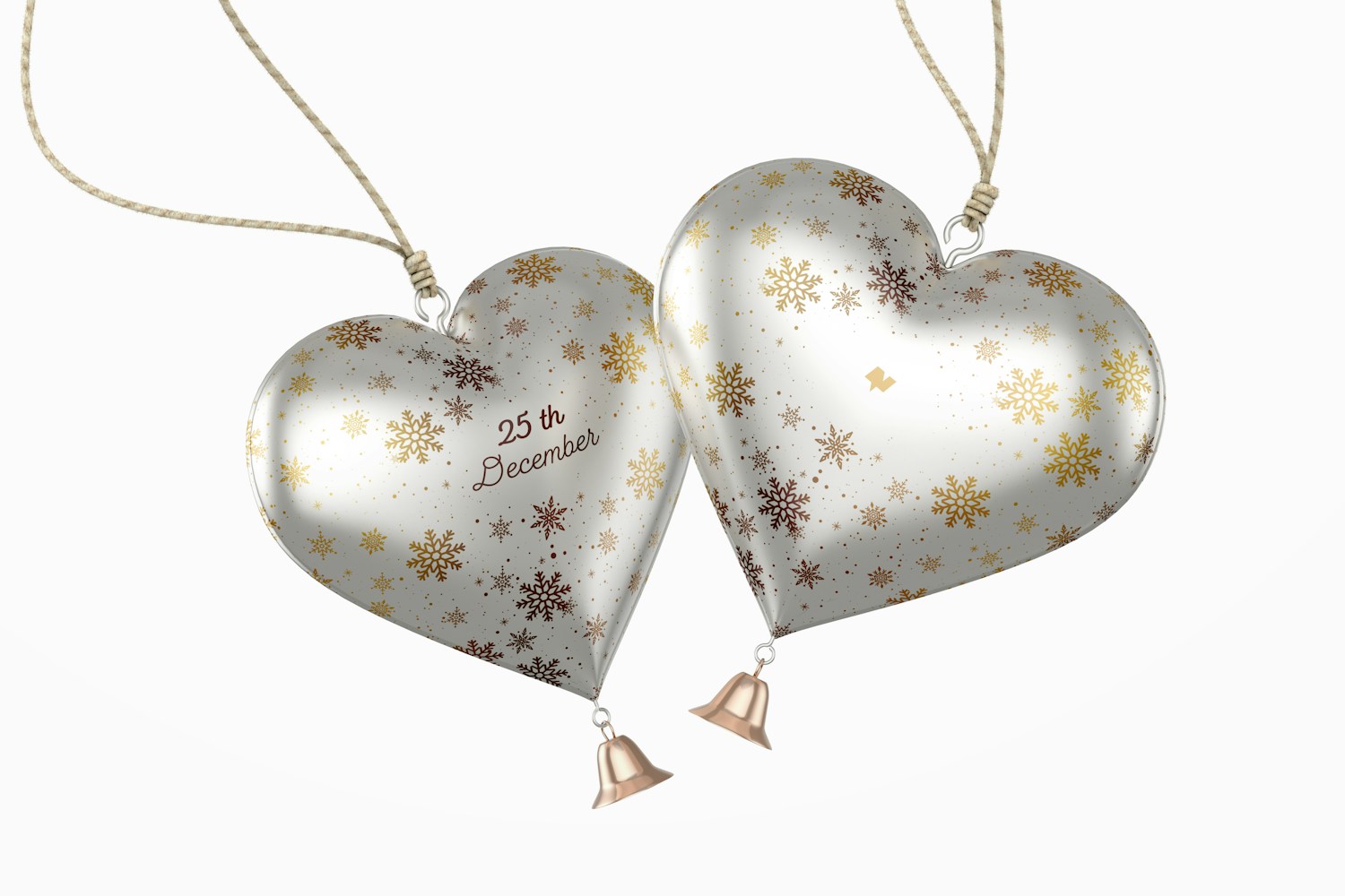 Metallic Hearts Christmas Ornament Mockup