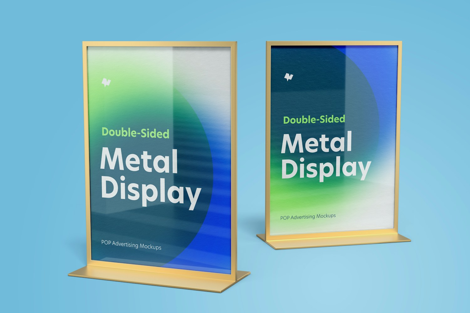 Double-Sided Poster Metal Desktop Displays Mockup