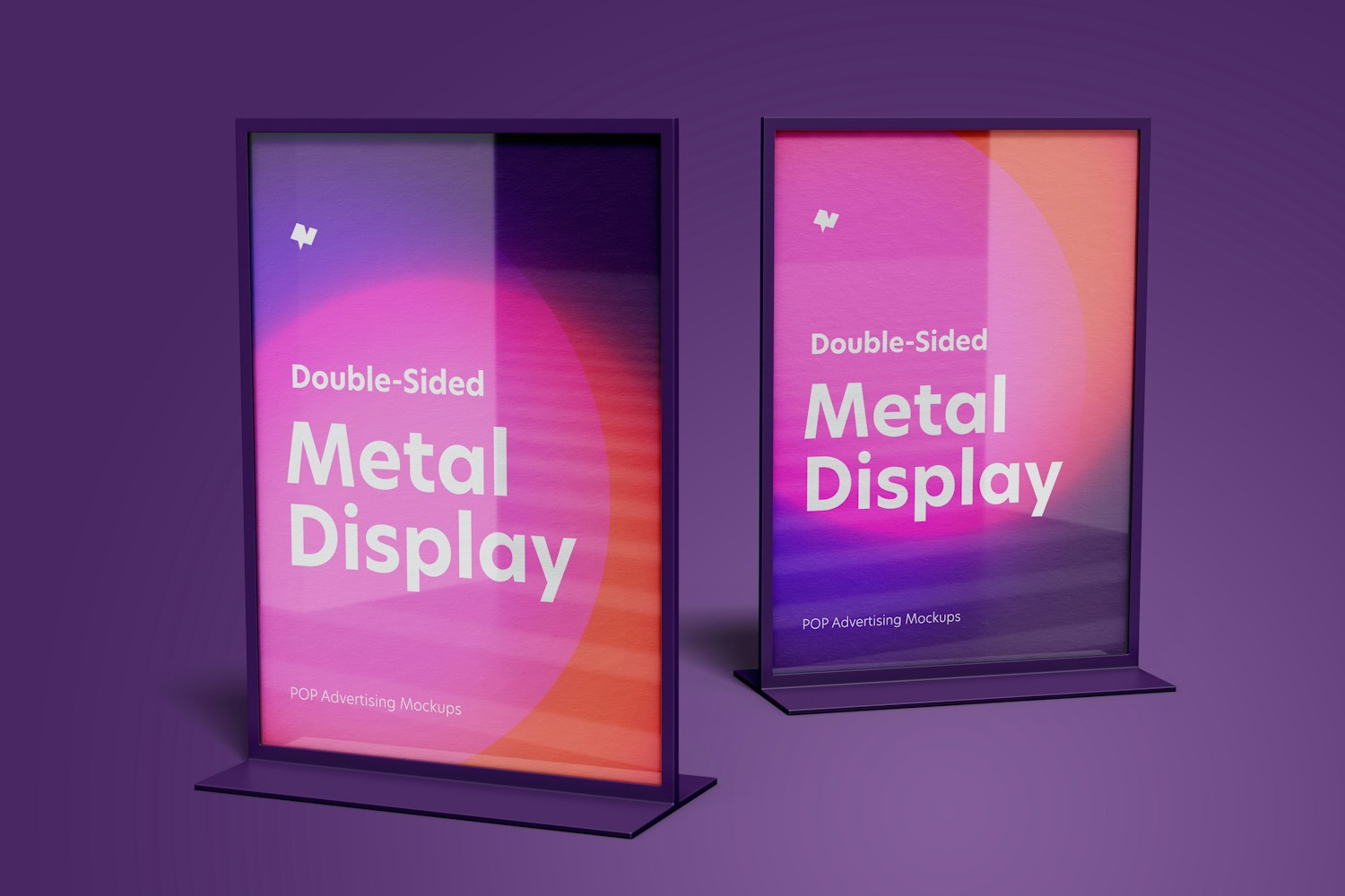 Double-Sided Poster Metal Desktop Displays Mockup