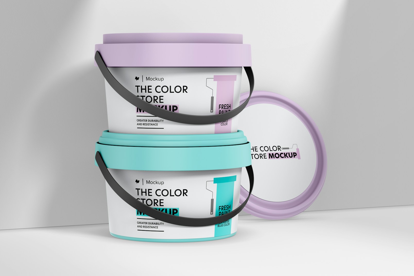 350 ml Plastic Containers Mockup, Stacked