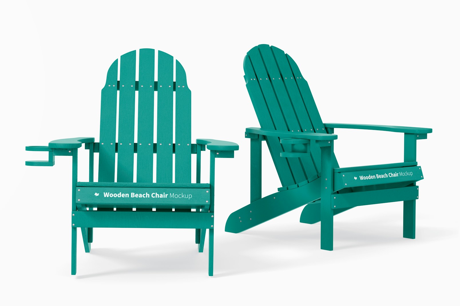 Wooden Beach Chairs Mockup, Perspective