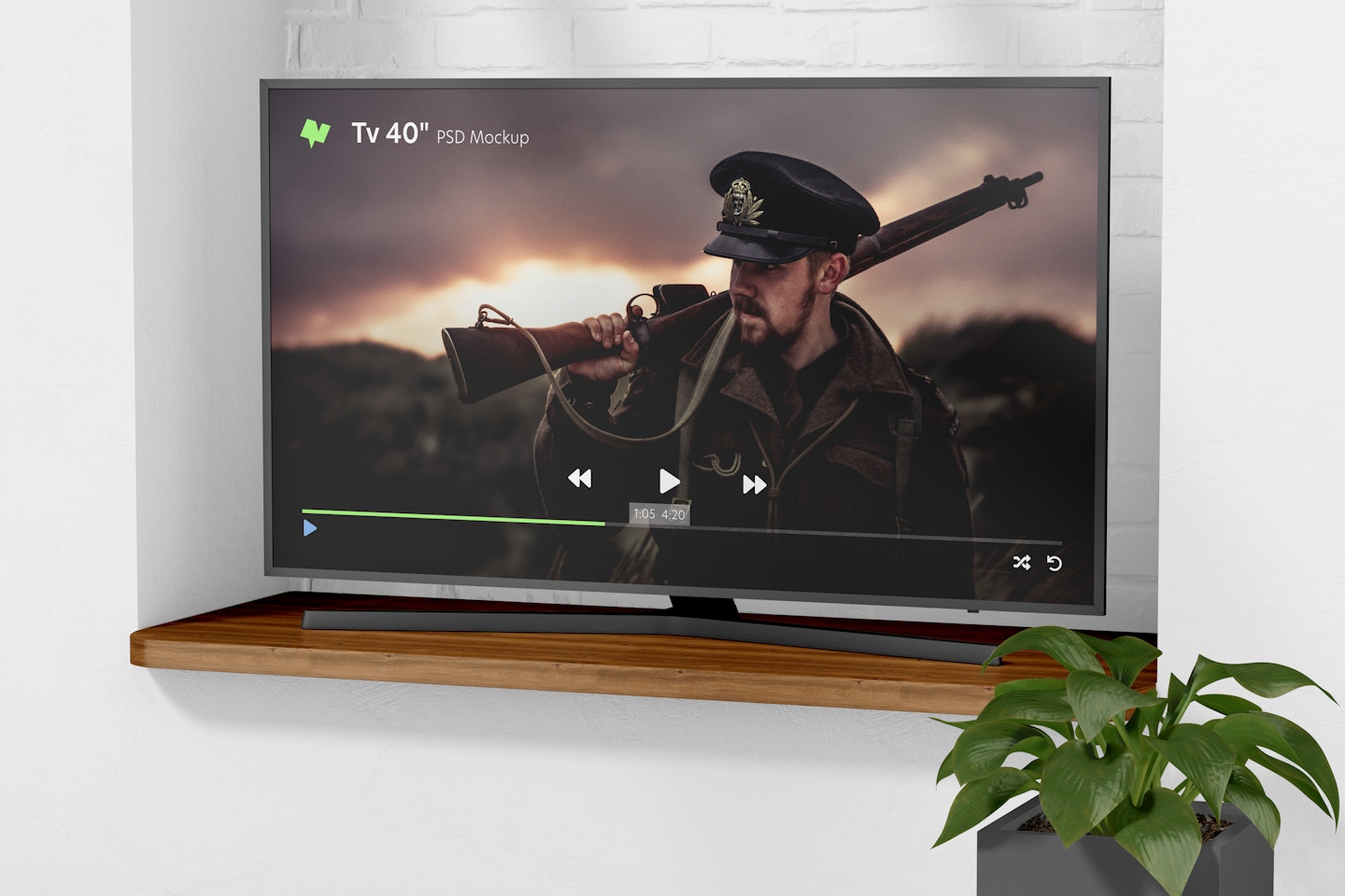 Tv 40" Mockup, Perspective View