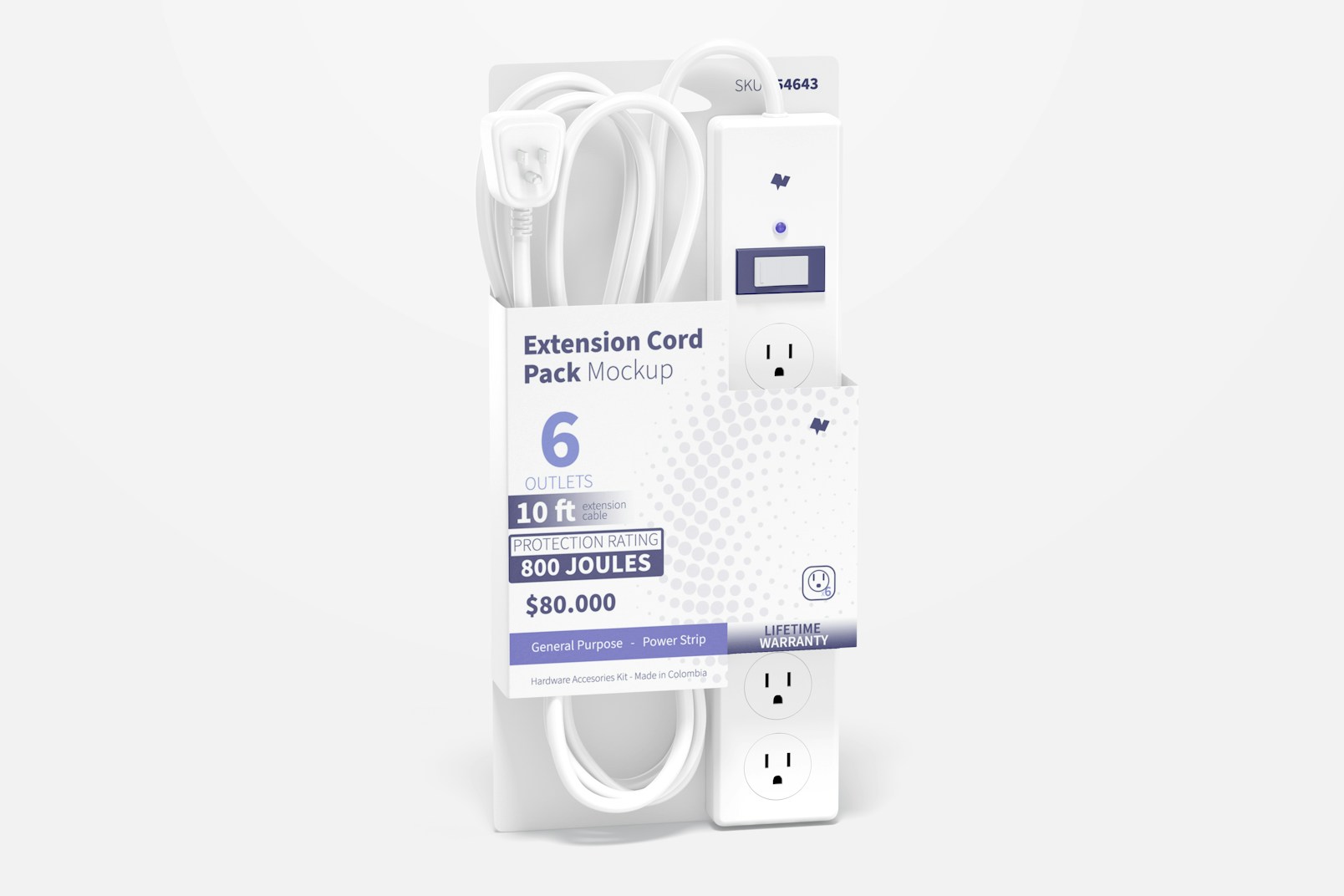 Extension Cord Pack Mockup, Front View