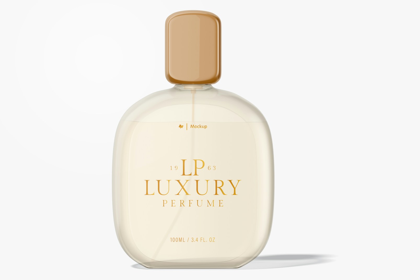 Oval Luxury Perfume Bottle Mockup, Front View