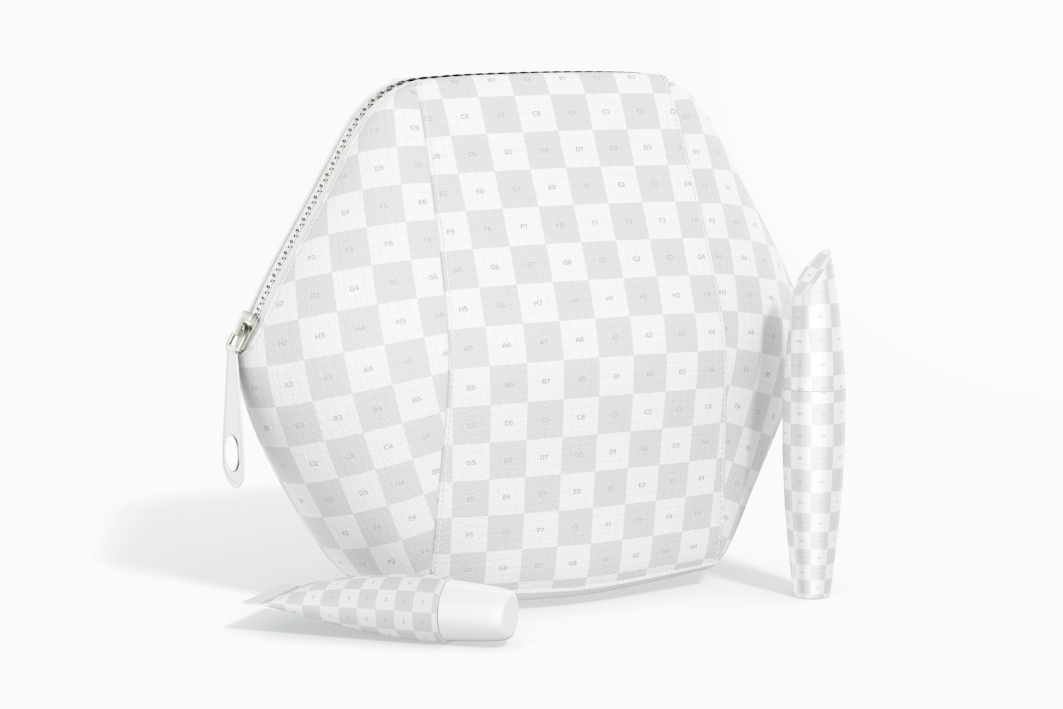 Hexagonal Cosmetic Bag Mockup, Side View
