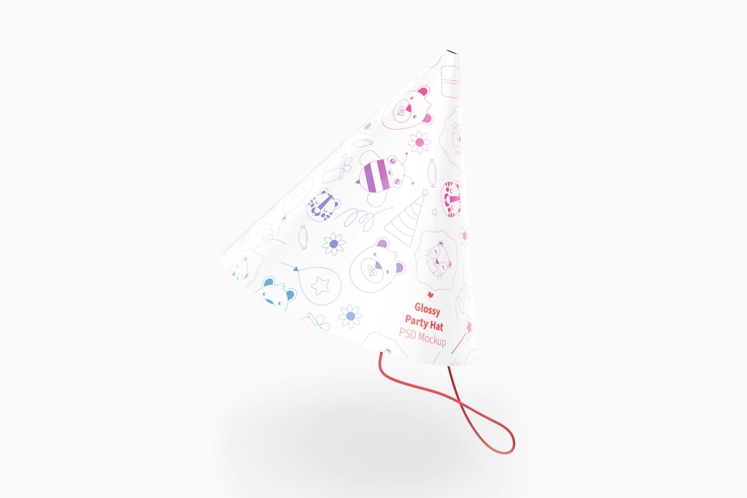 Glossy Party Hat Mockup, Floating