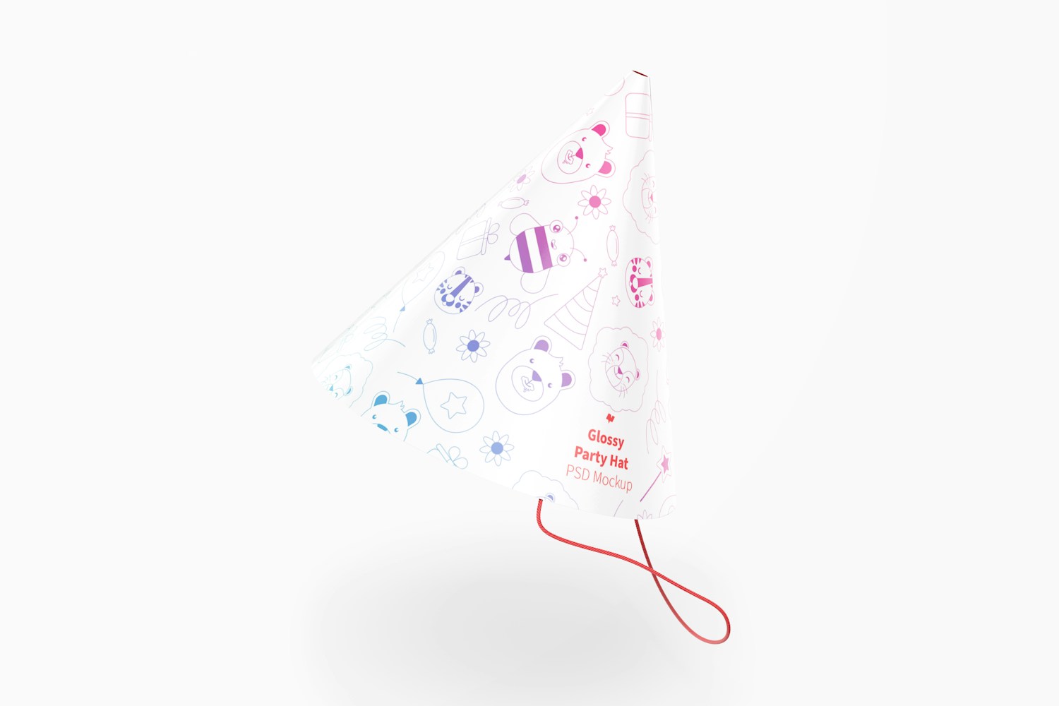 Glossy Party Hat Mockup, Floating Glossy Party Hat Mockup, Floating