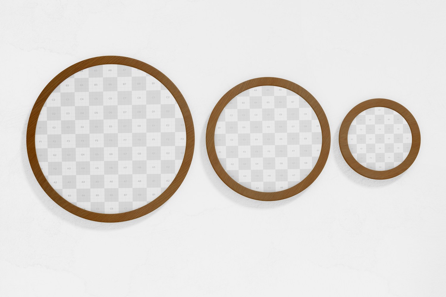 Round Wall Photo Frame Mockup, Front View Round Wall Photo Frame Mockup, Front View