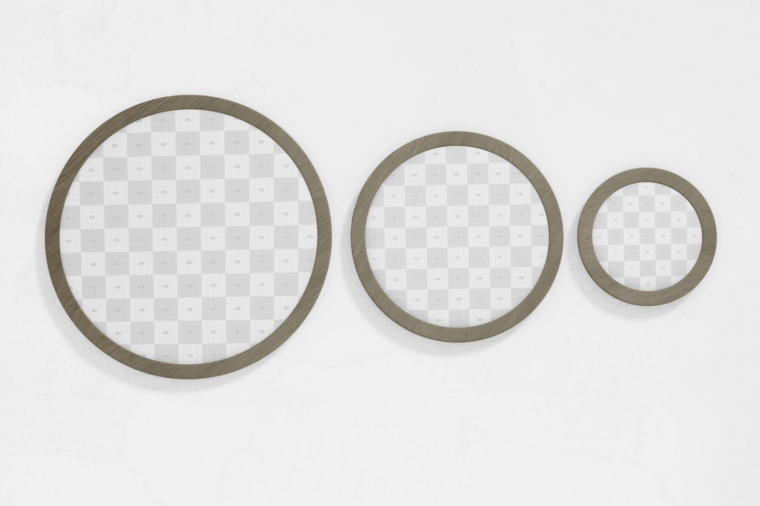 Round Wall Photo Frame Mockup, Front View Round Wall Photo Frame Mockup, Front View
