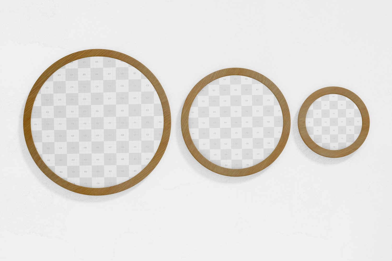 Round Wall Photo Frame Mockup, Front View Round Wall Photo Frame Mockup, Front View