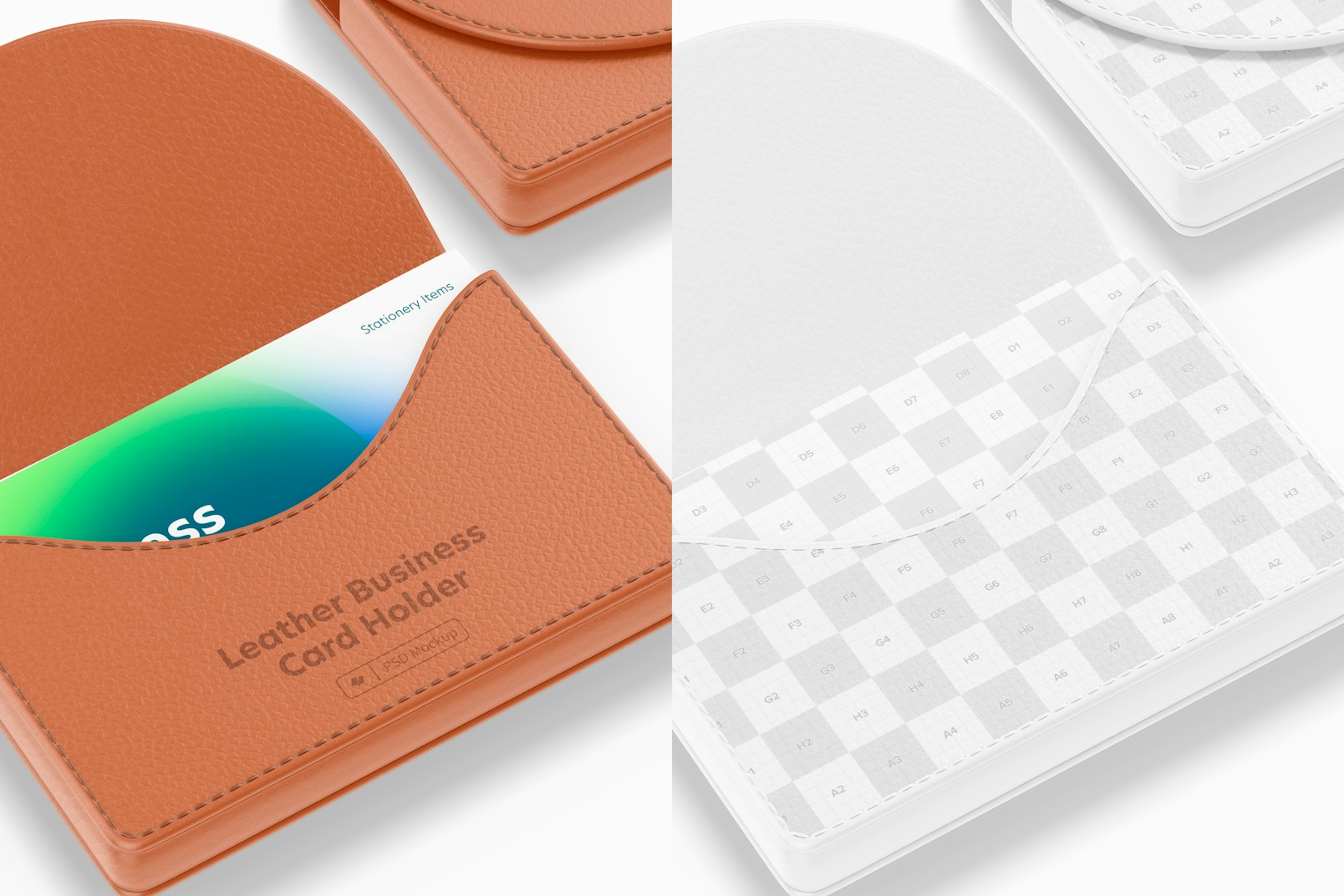 Leather Business Card Holders Mockup, Close Up