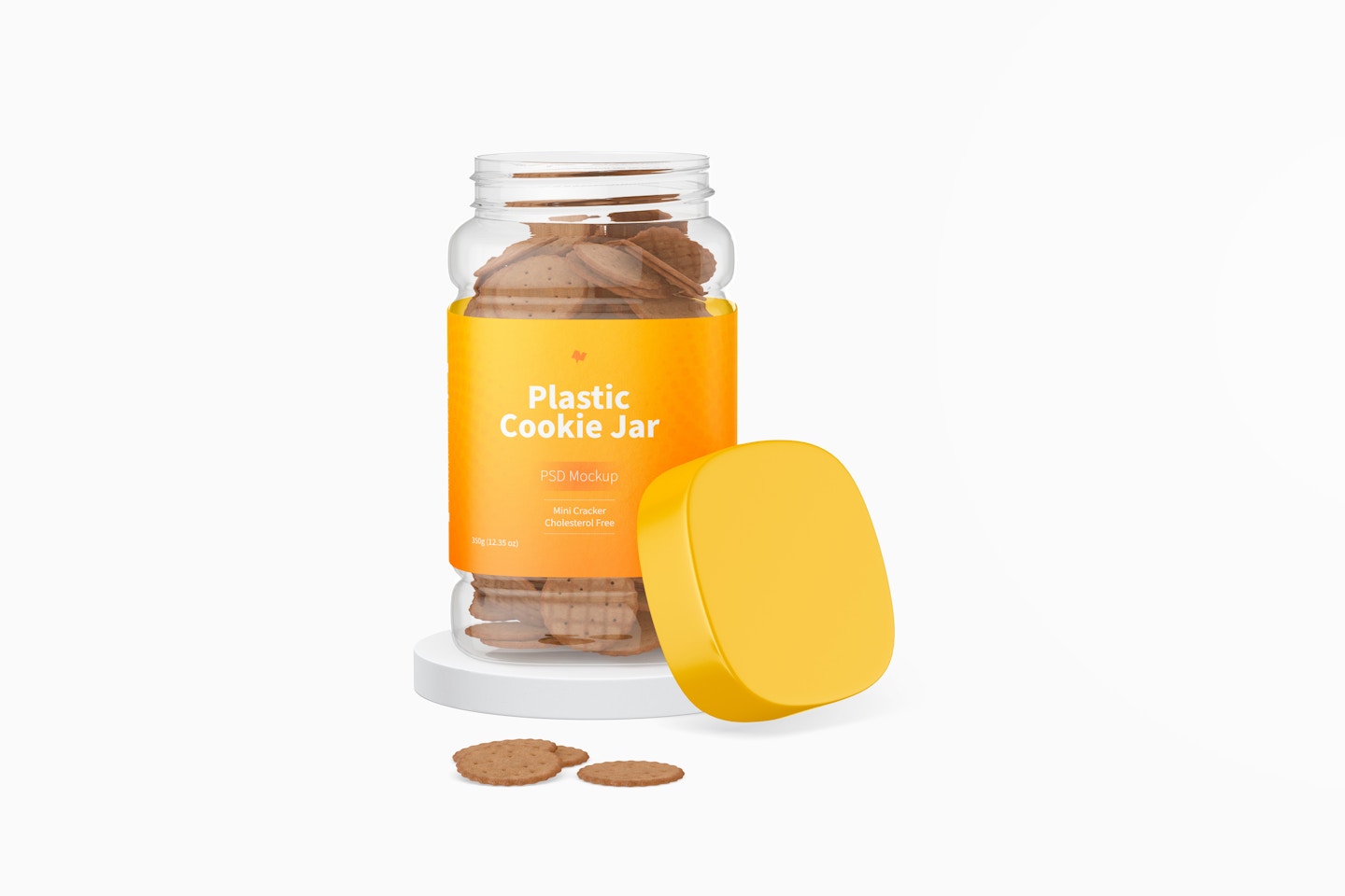Plastic Cookie Jar Mockup, Opened
