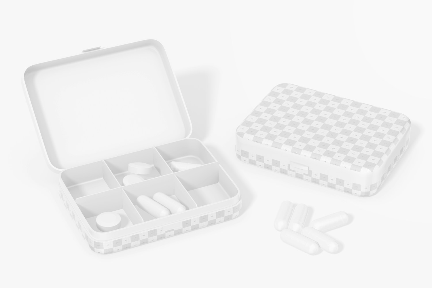 Six Compartment Pill Boxes Mockup