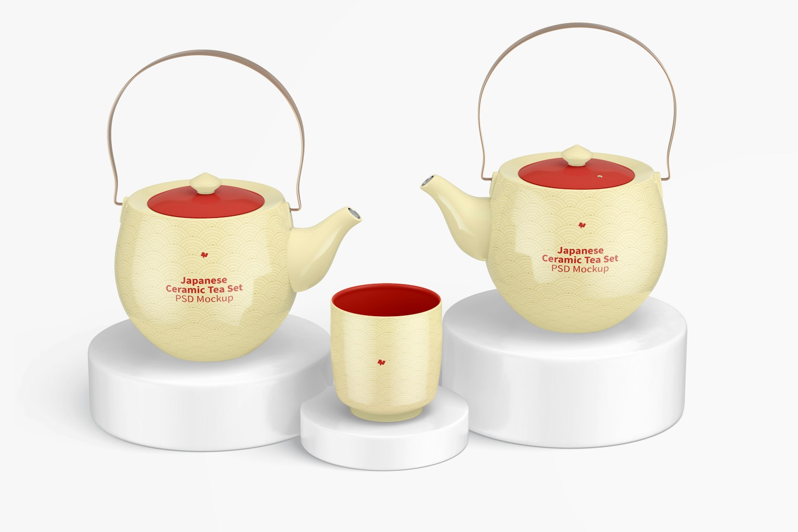 Japanese Ceramic Tea Set Mockup 02
