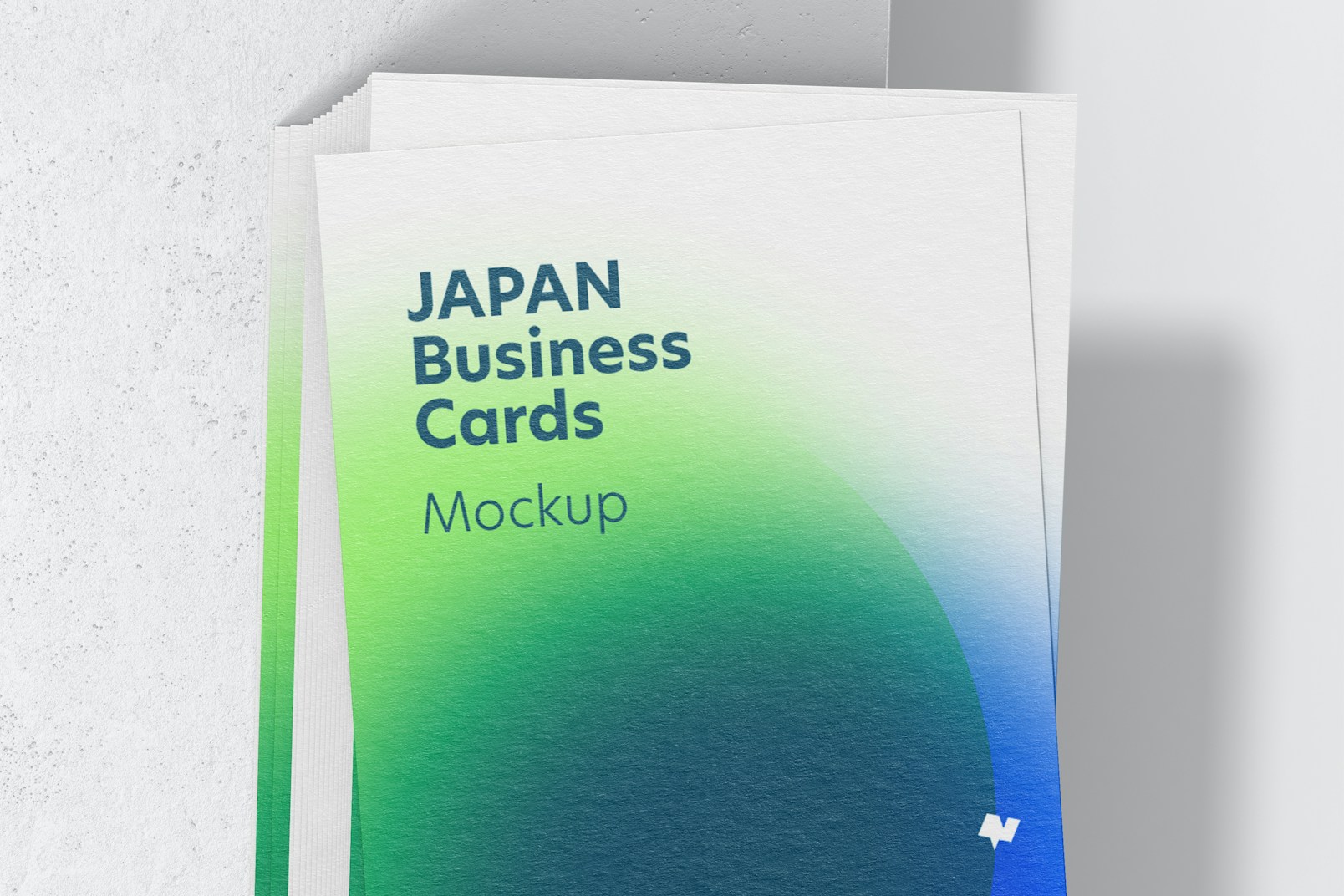 Maqueta de Tarjetas de Presentación Japón Vertical, Vista Superior