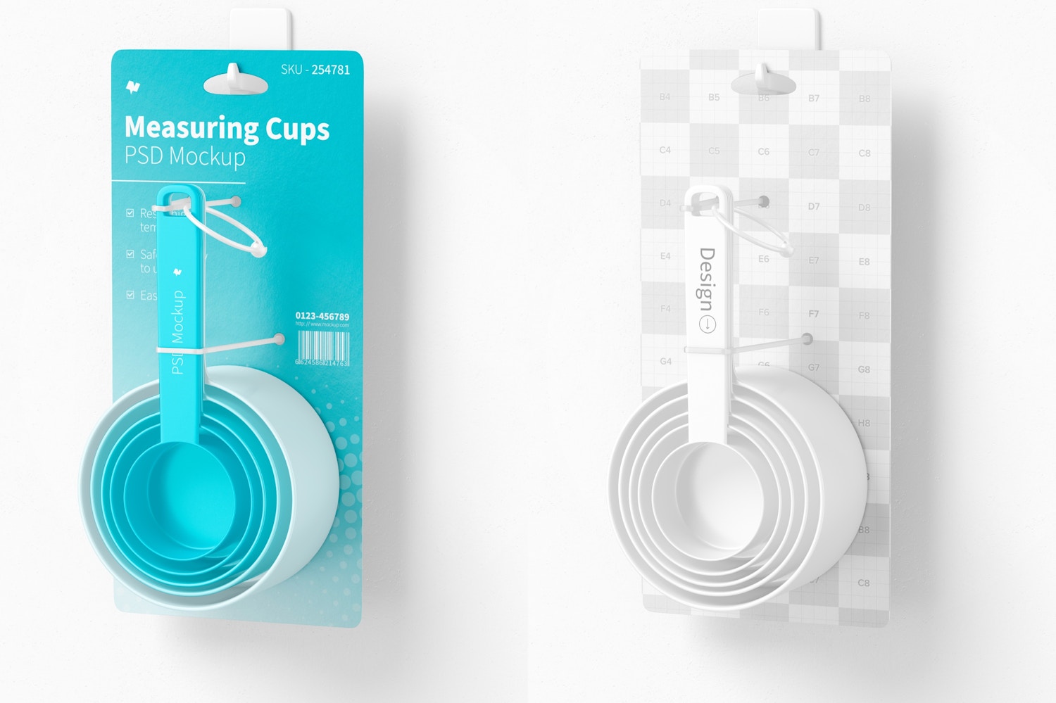 Measuring Cups Set on Blister Mockup Measuring Cups Set on Blister Mockup