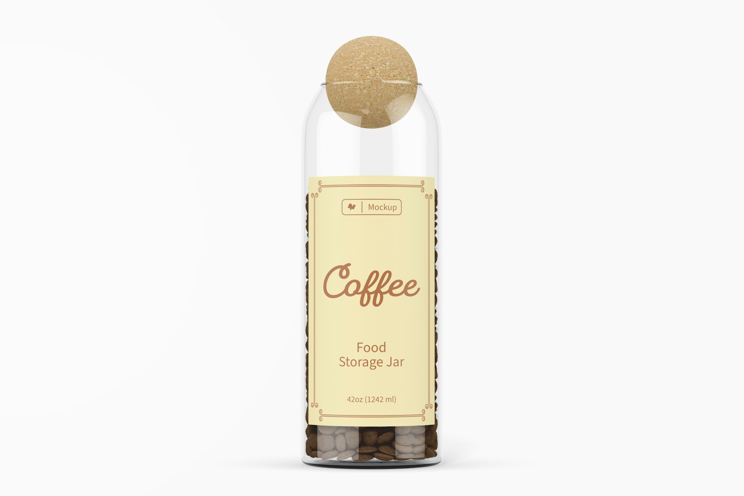 Food Storage Jar with Cork Lid Mockup Food Storage Jar with Cork Lid Mockup