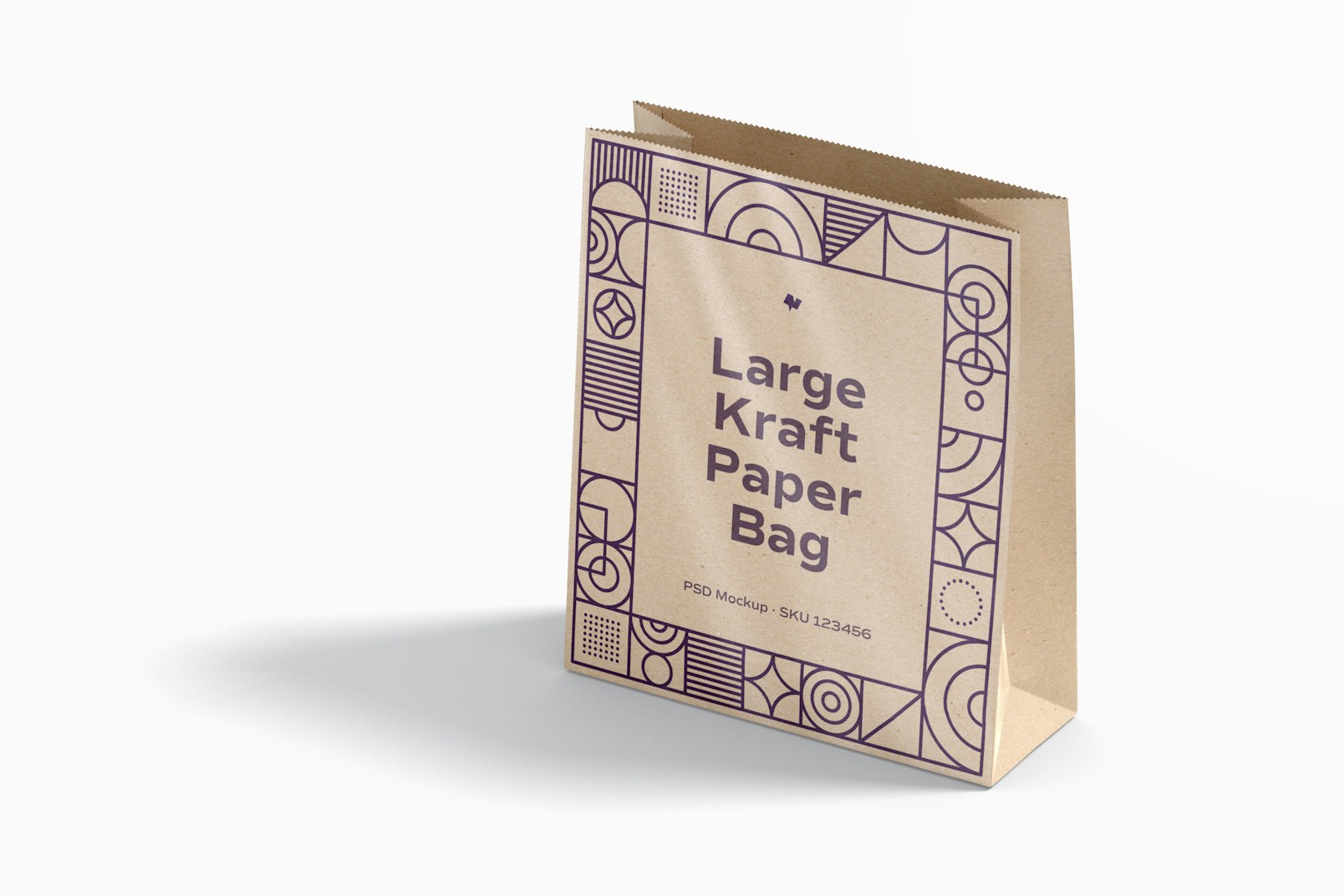 Large Kraft Paper Bag Mockup, Perspective View