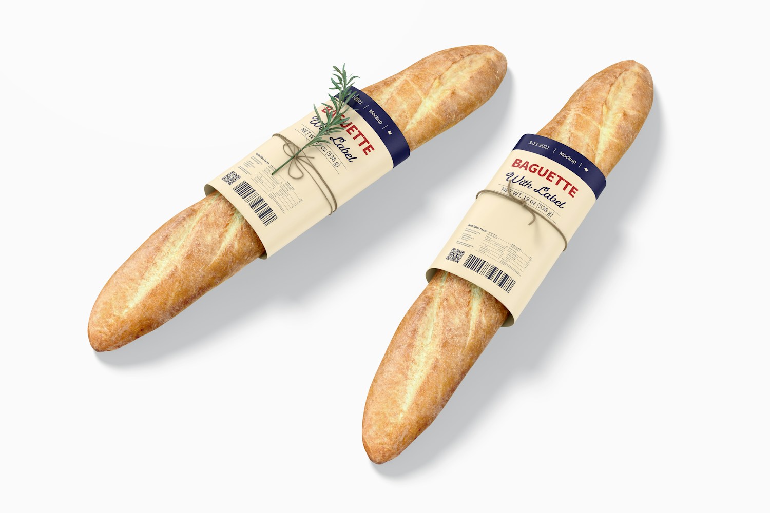 Baguettes with Label Mockup