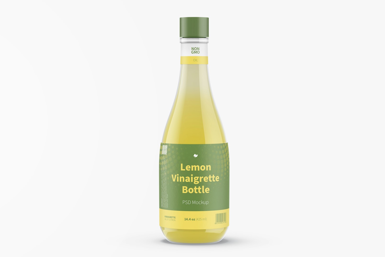14.5 oz Lemon Vinaigrette Bottle Mockup, Front View