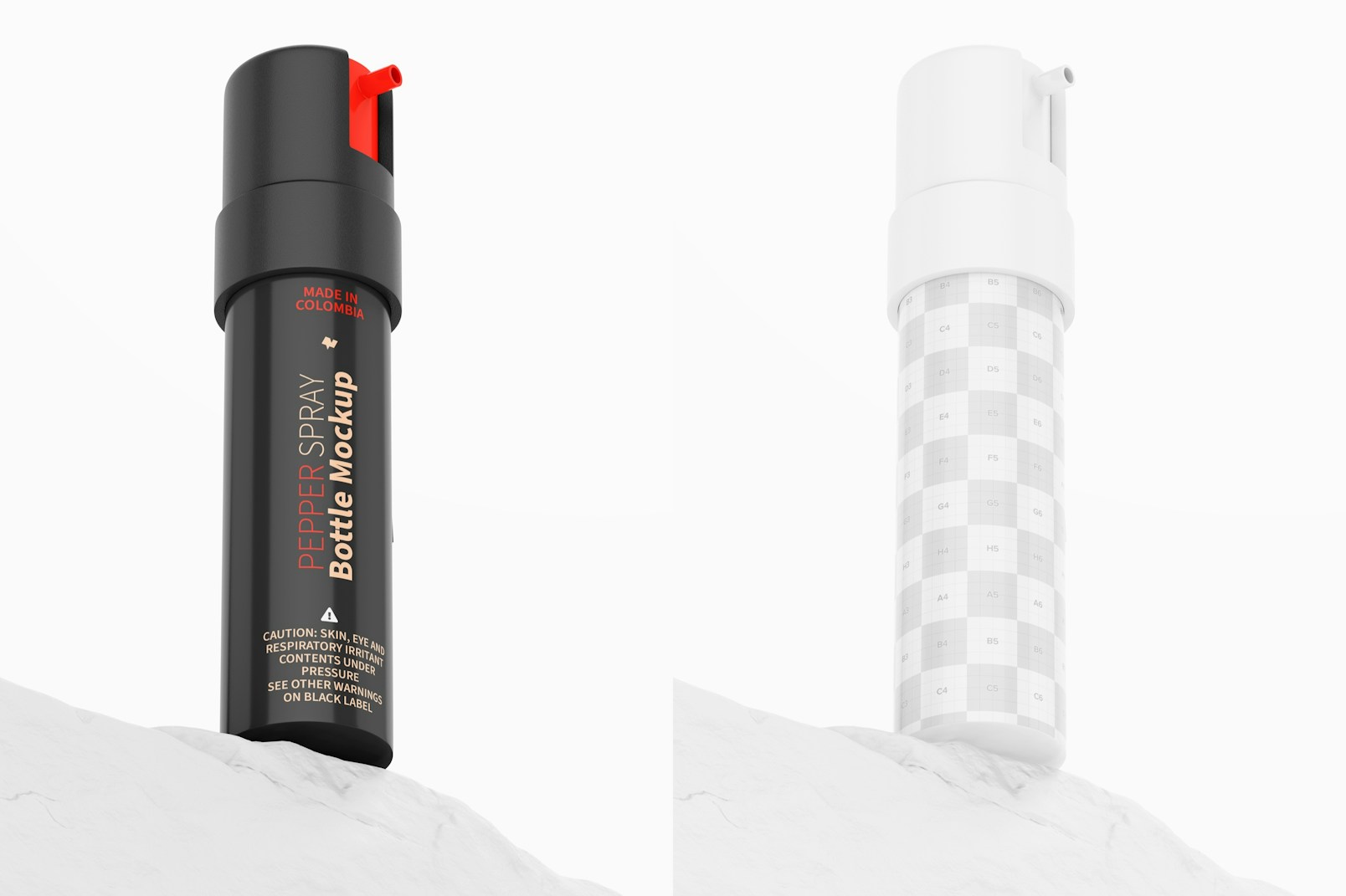 Pepper Spray Bottle Mockup, Low Angle View