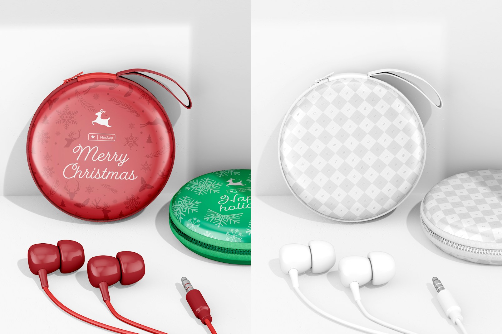 Headphones Boxes with Zipper Mockup, Front View