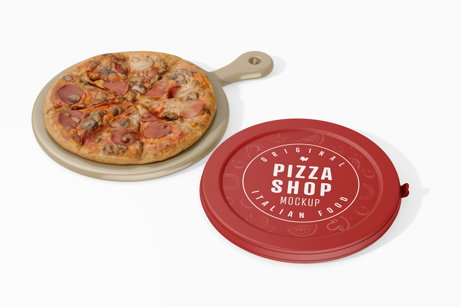 Maqueta de Empaque Redondo para Pizza, Perspectiva