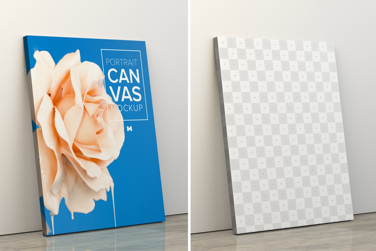 Portrait Canvas Frame Mockup Leaning on Wall