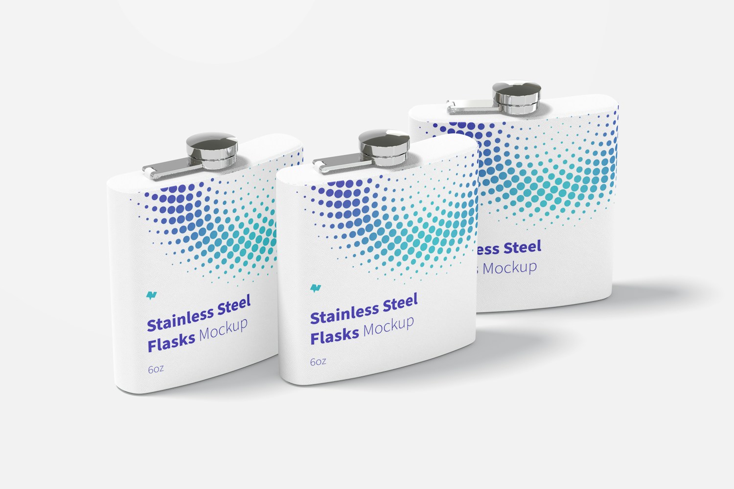 Powder Coated Stainless Steel Flasks Set Mockup
