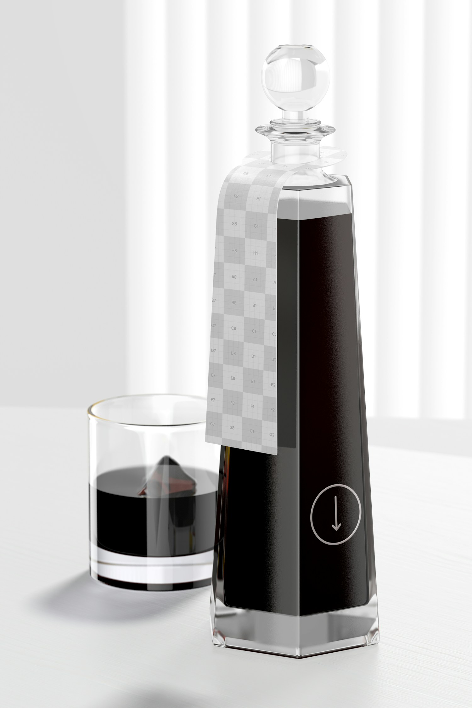 Maqueta de Botella Hexagonal de Ron Oscuro, Vista Derecha