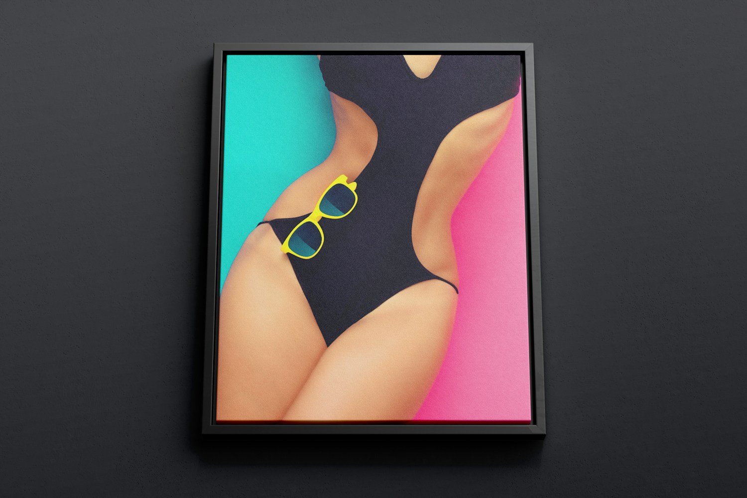 11:14 Portrait Canvas Mockup in Floater Frame, Bottom Front View