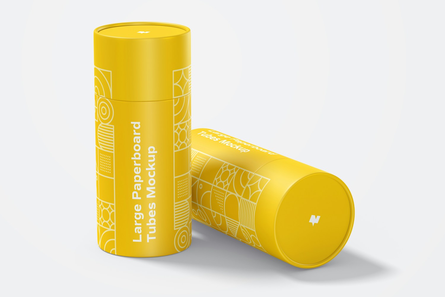 Large Paperboard Tubes Mockup, Standing and Dropped