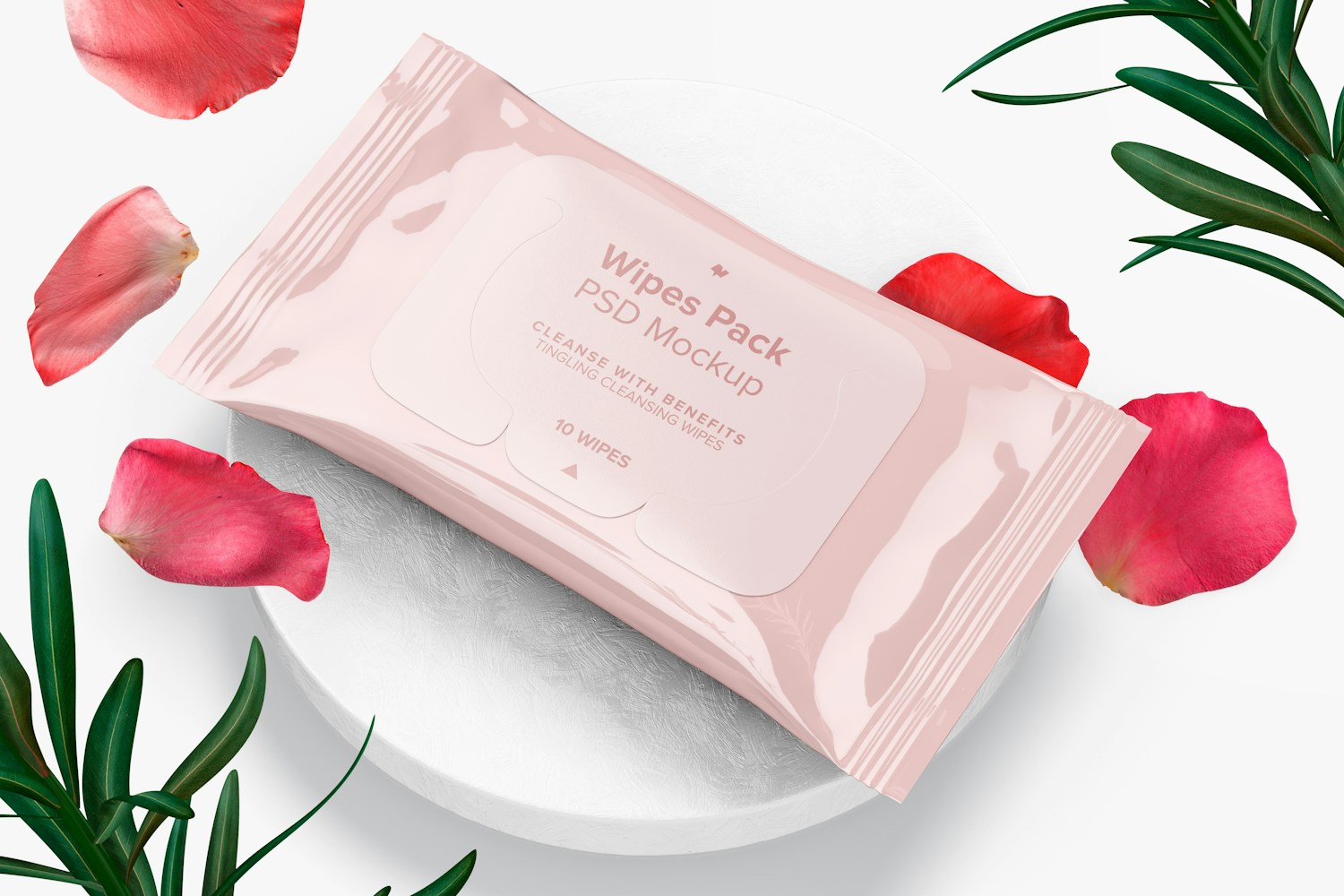 Wipes Pack Mockup, Dropped Wipes Pack Mockup, Dropped