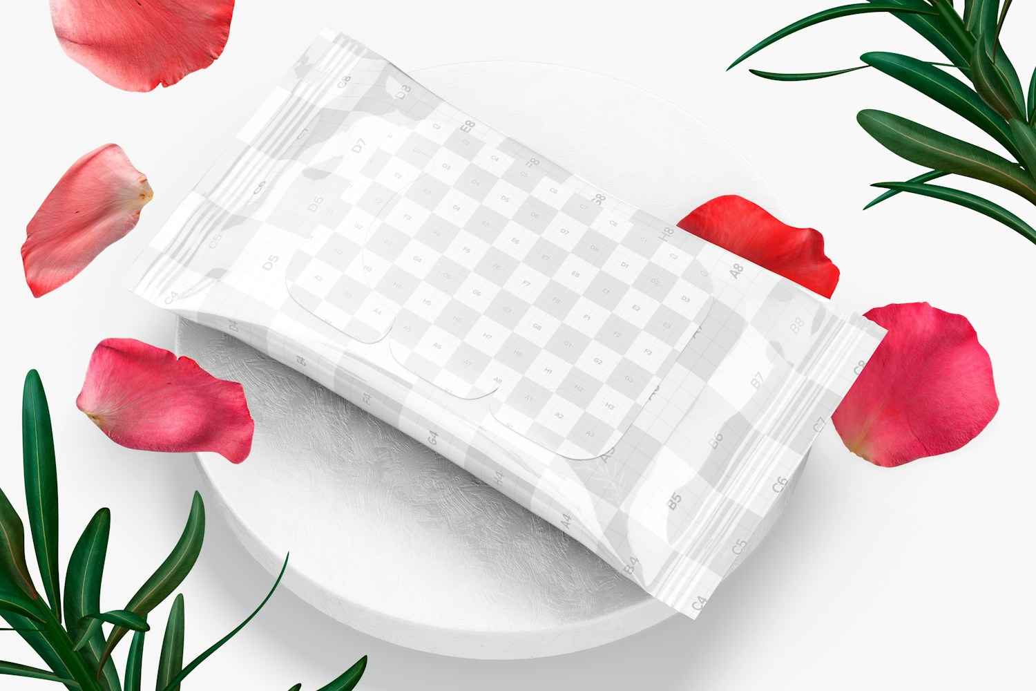 Wipes Pack Mockup, Dropped Wipes Pack Mockup, Dropped