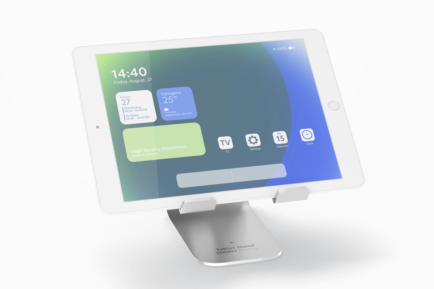 Tablet Stand Holder Mockup, Perspective View