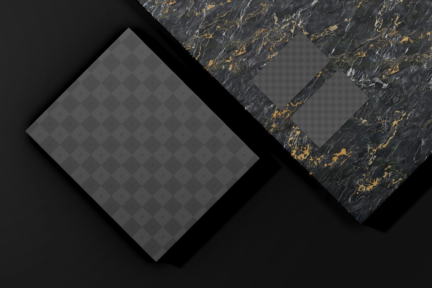 Flat Square Boxes Mockup, Top View