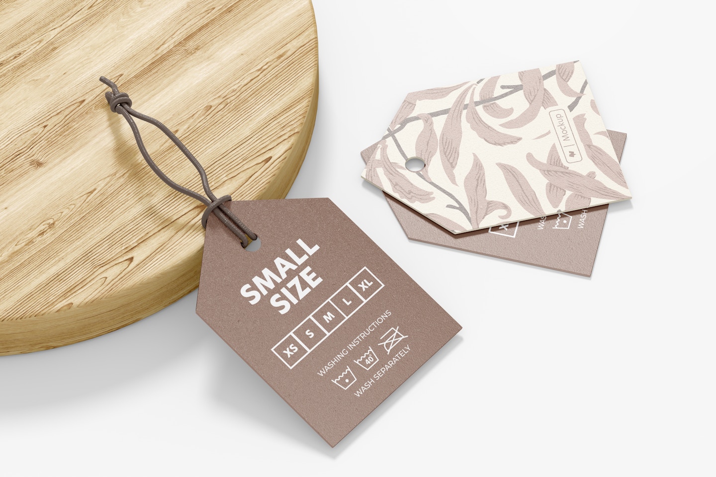 Triangle Shaped Clothing Tags Mockup, Perspective