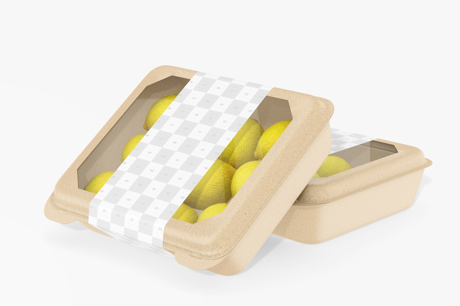 Square Fruit Container Mockup, Leaned