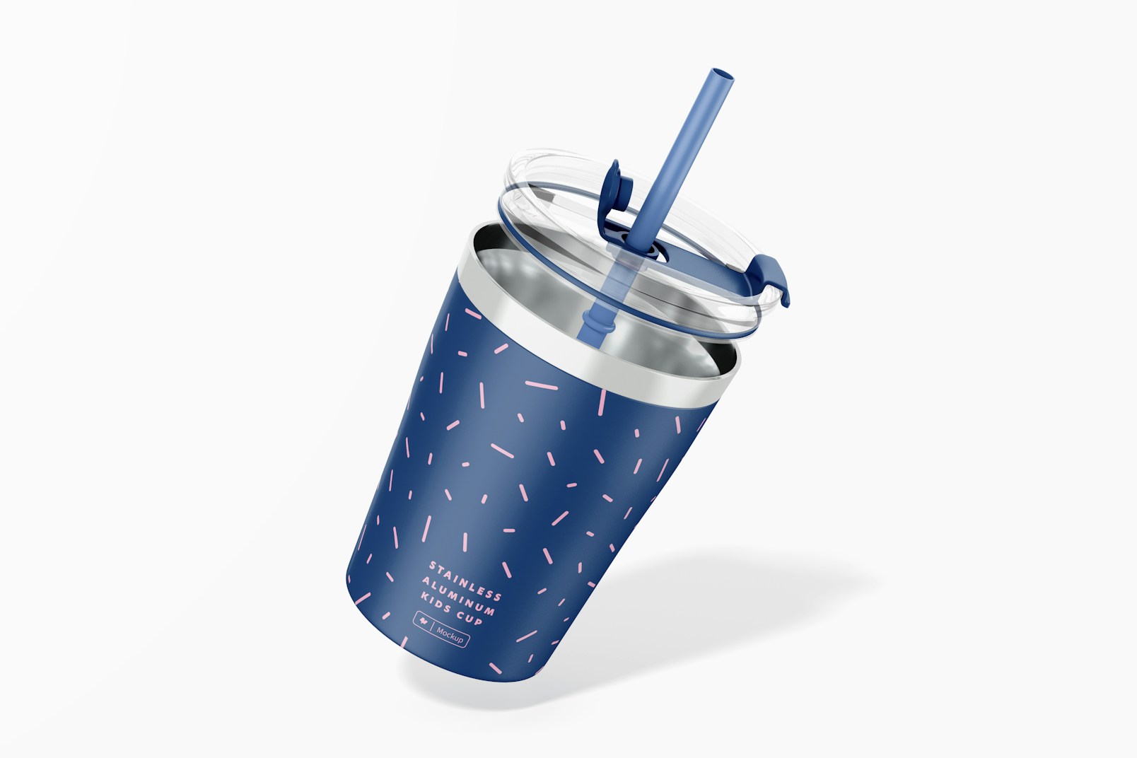 Stainless Aluminum Kids Cup Mockup, Falling