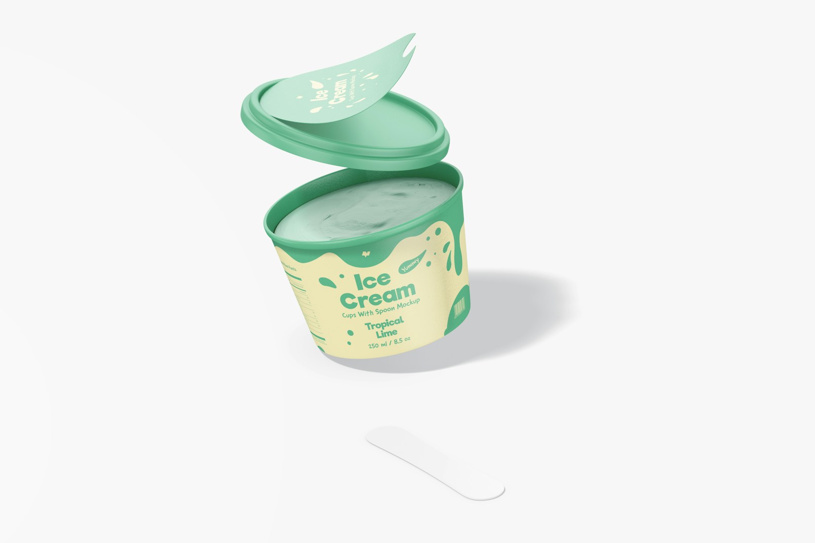 Ice Cream Cup With Spoon Mockup