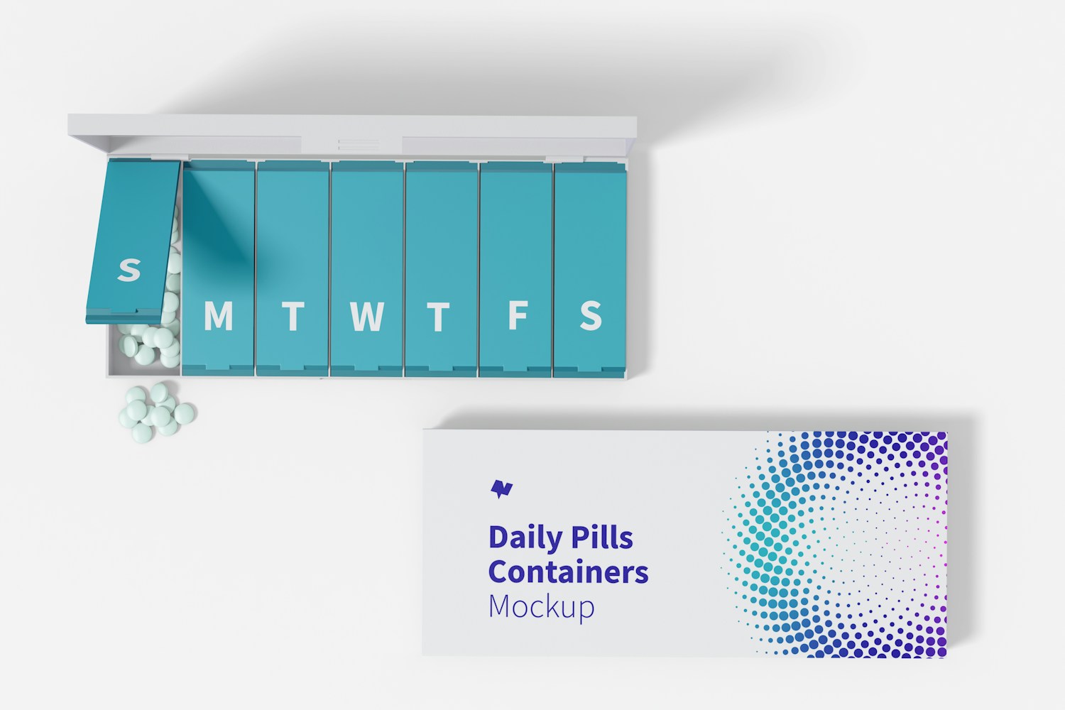 Daily Pills Containers Mockup, Top View