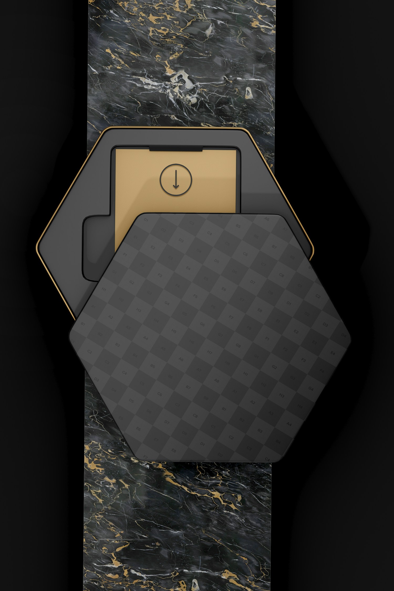 Gift Card with Golden Box Mockup, Top View