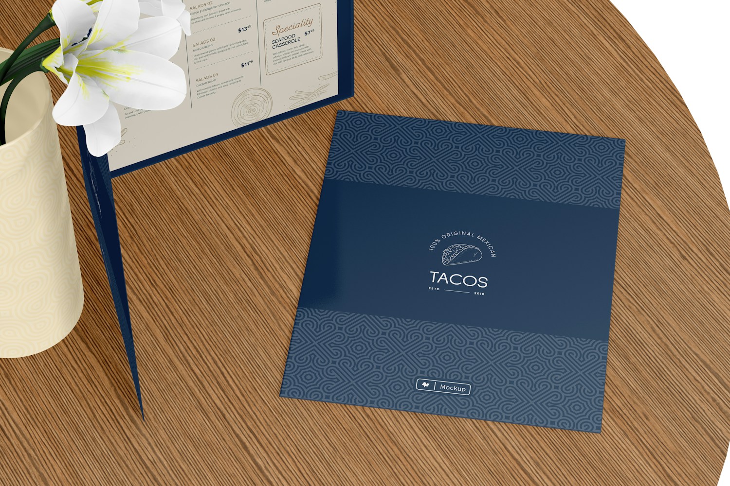 Two-sided Menu Covers Mockup, Perspective